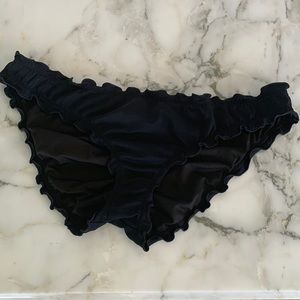 Victorias Secret Black Ruffle & Cheeky Swim Bottoms